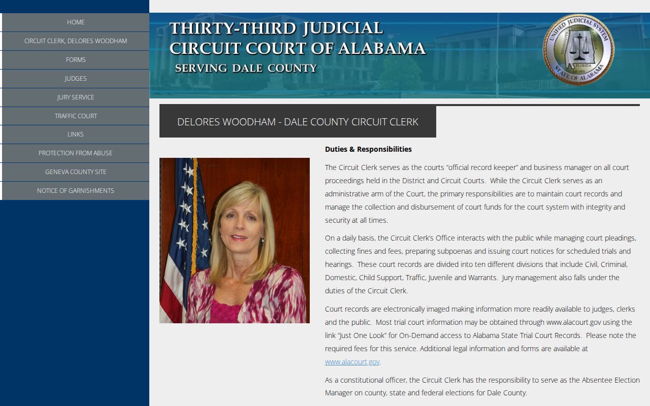 Dale County Circuit Clerk records office page
