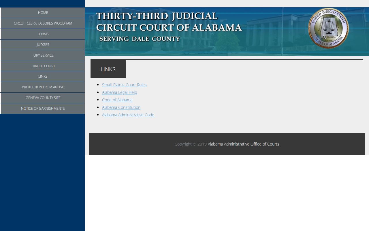 Dale County Circuit Clerk records court links page