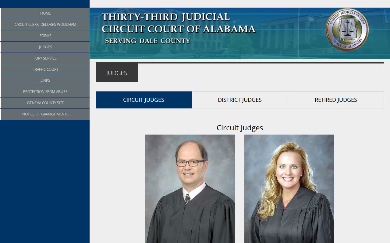 Dale County Circuit Clerk records judges page