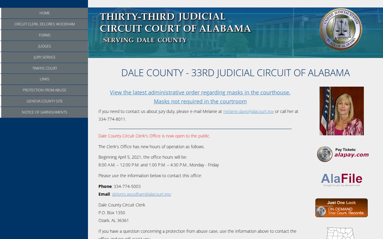 Dale County court records Thirty-Third Judicial Circuit homepage