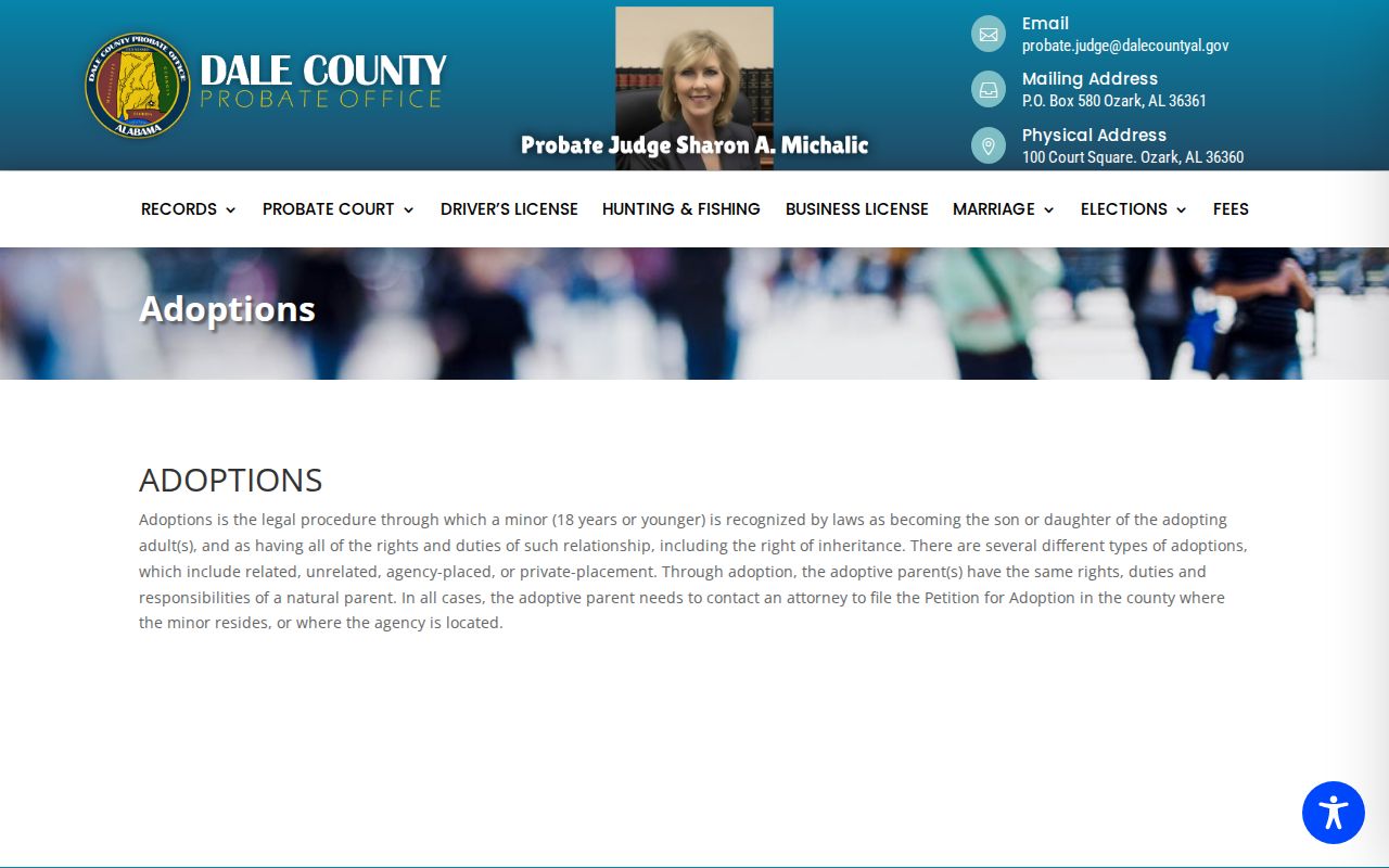 Dale County inmate records restricted adoption record access context
