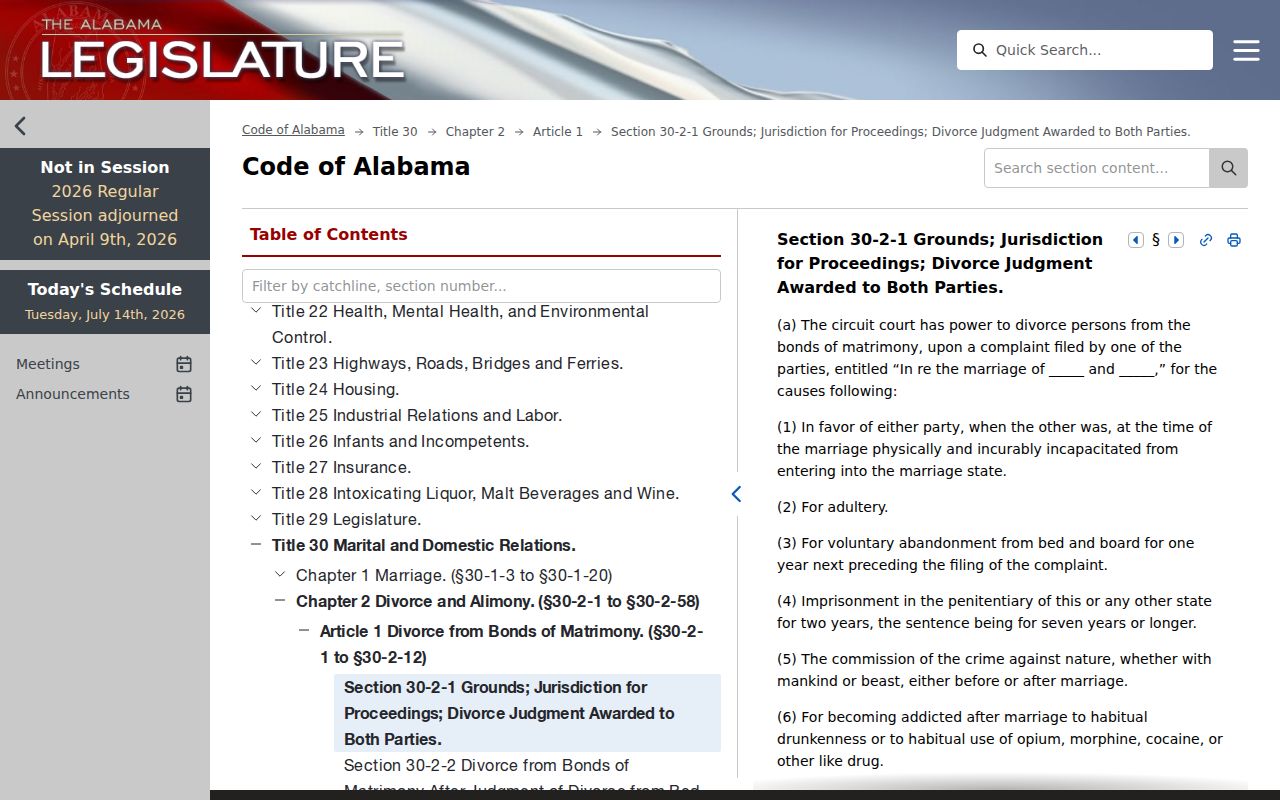Dale County divorce records Alabama divorce grounds statute