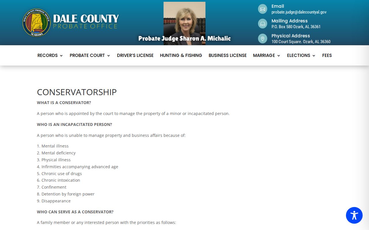 Dale County probate records conservatorship page