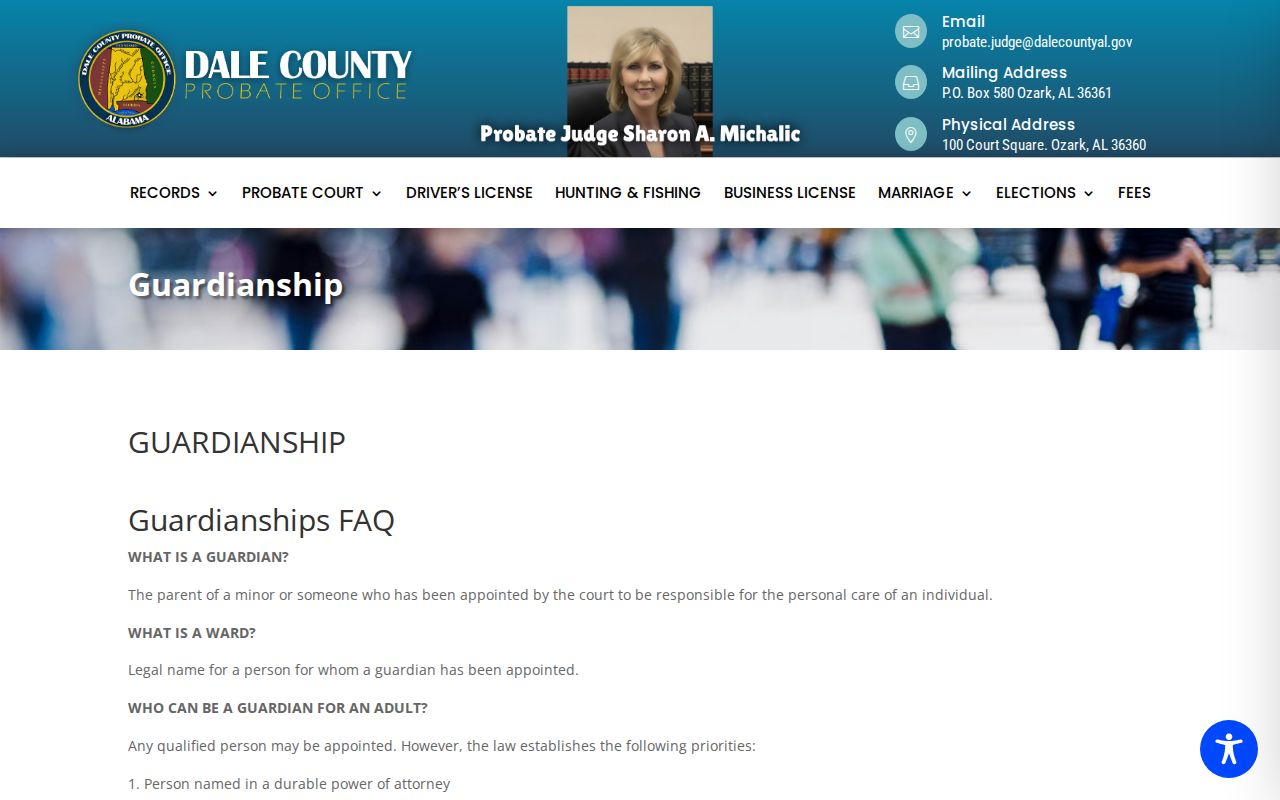 Dale County probate records guardianship page