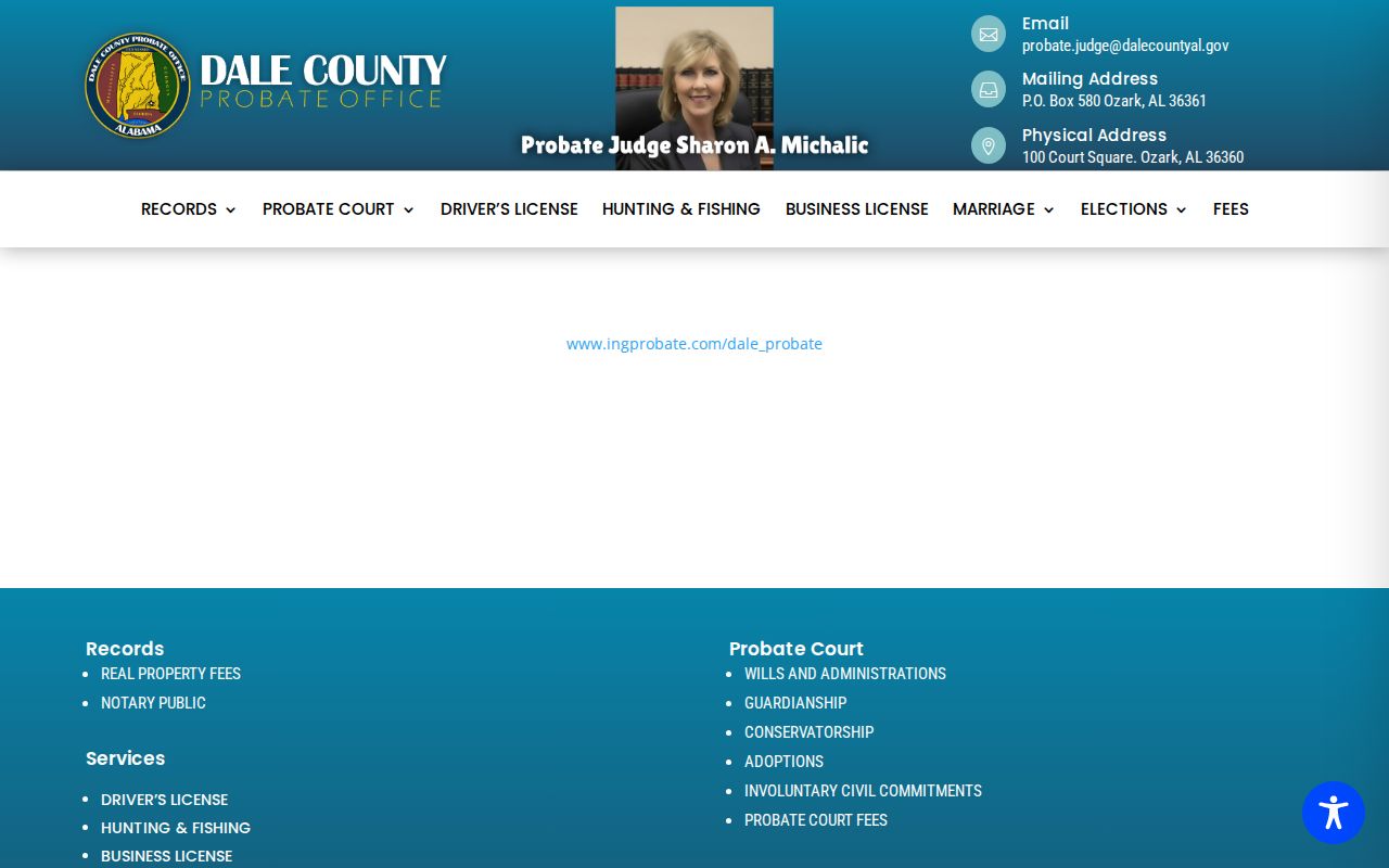 Dale County probate records online records search page