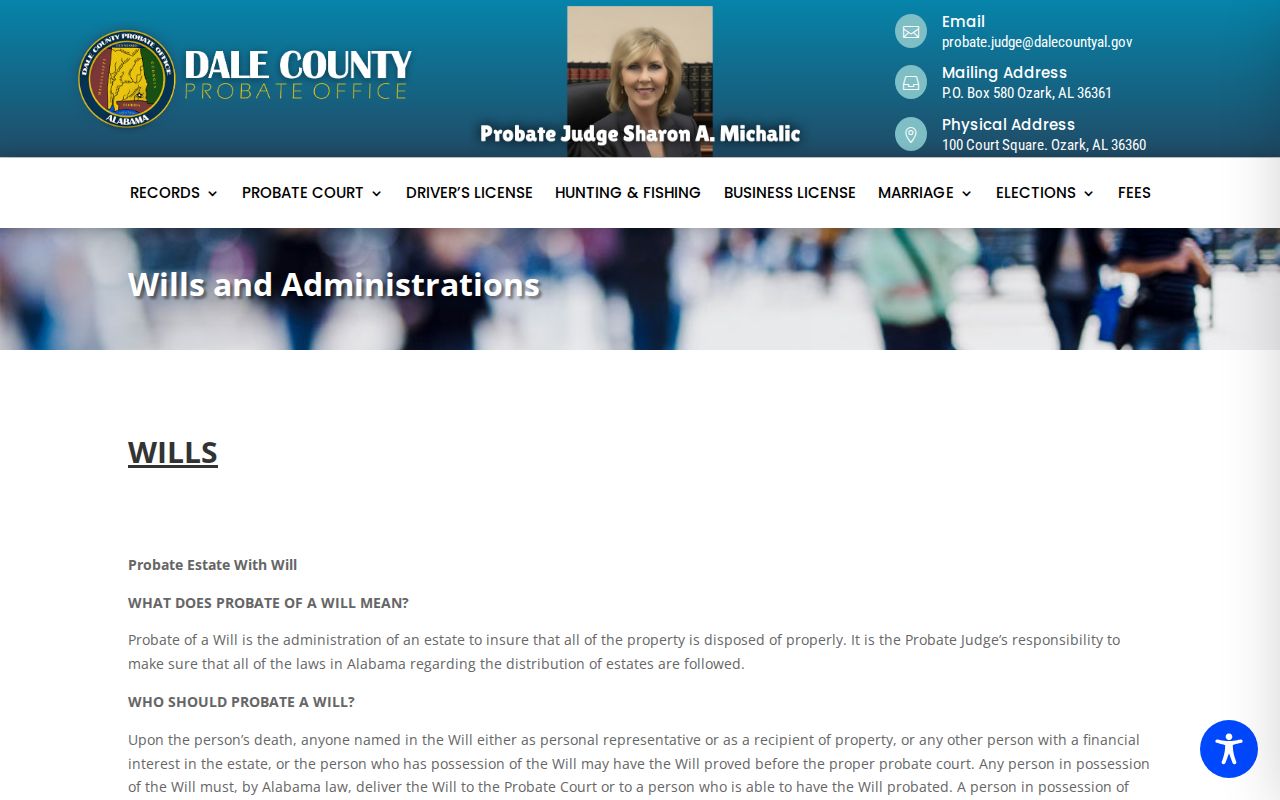Dale County probate records wills and administrations page