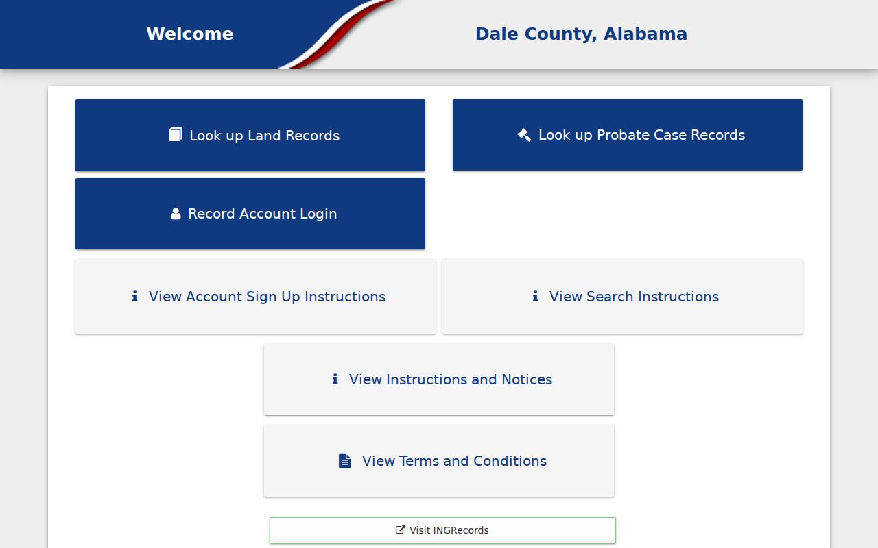 Dale County probate records official linked vendor search
