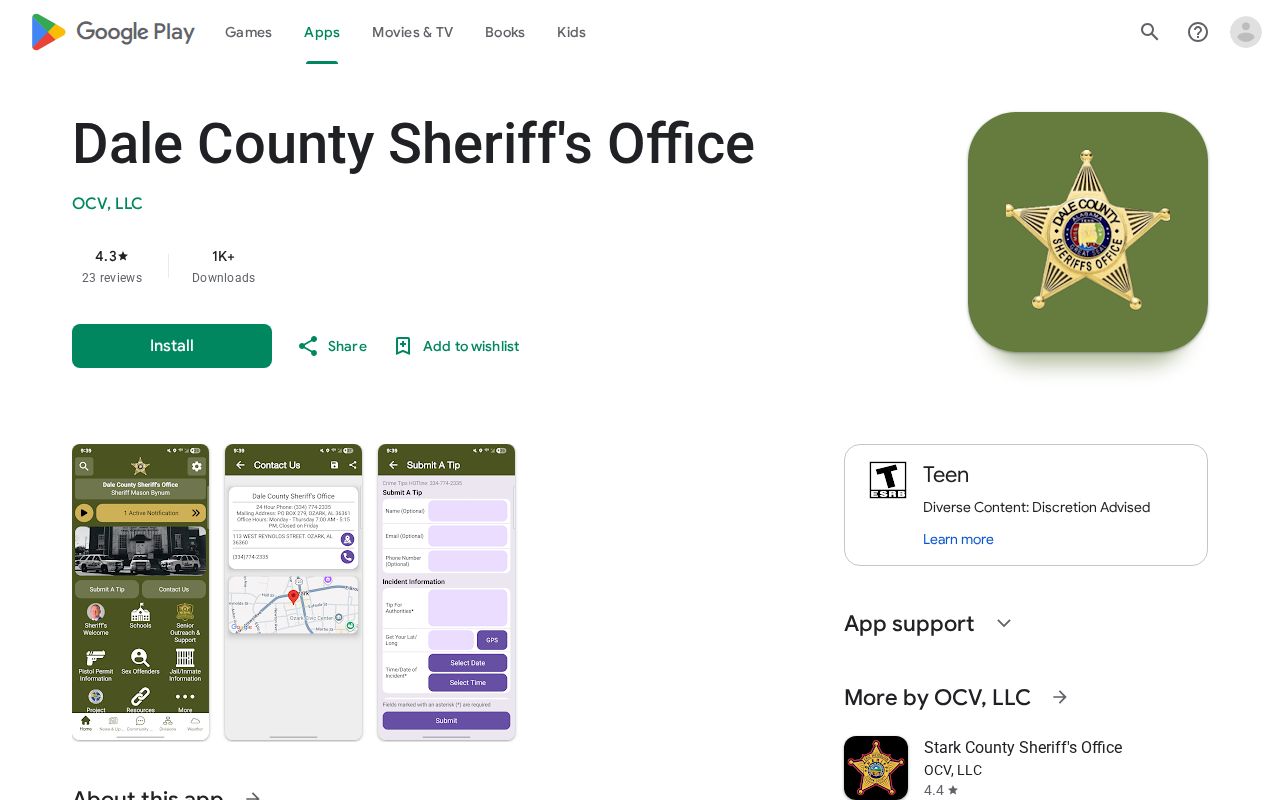 Dale County traffic court records sheriff app Google Play listing