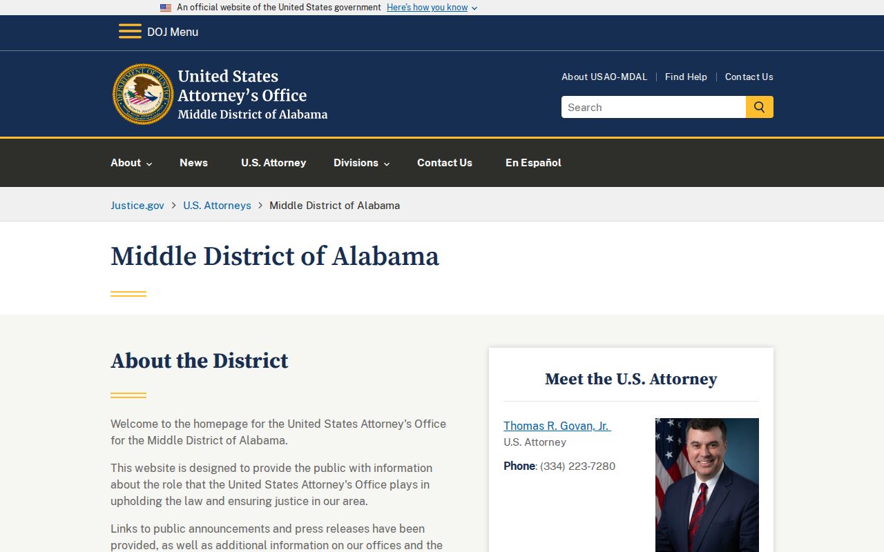 Dale County warrant records federal prosecution source for Middle District of Alabama